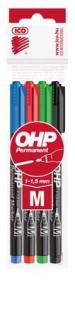 Alkoholos marker készlet, OHP, 1-1,5 mm, M, ICO, 4 különbözõ szín (4 db)