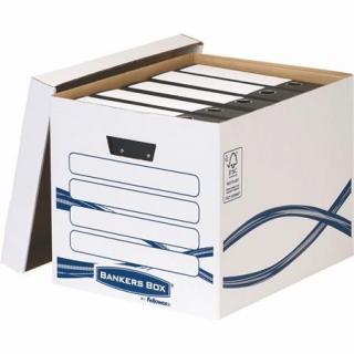 Archiválókonténer, karton, FELLOWES, "Bankers Box Basic Tall", kék-fehér (10 db)