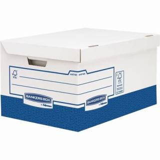 Archiválókonténer, karton, ultra erõs, nagy, FELLOWES "Bankers Box Basic", kék-fehér (10 db)