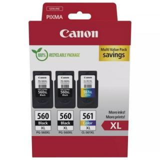 Canon PG-560XL (2 db), CL-561XL (1 db) fekete és színes nagy kapacitású eredeti patron (3 db/csomag) | Canon PIXMA TS5300, TS7400 nyomtatósorozatokhoz |