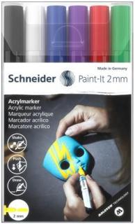 Dekormarker készlet, akril, 2 mm, SCHNEIDER "Paint-It 310", 6 különbözõ szín (6 db)