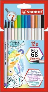Ecsetirón készlet, STABILO "Pen 68 brush", 12 különbözõ szín (12 db)