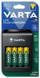 Elemtöltõ, AA/AAA/9V, 4xAA 2100 mAh, LCD kijelzõ, VARTA "Plug"