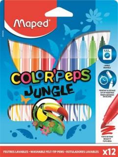 Filctoll készlet, 2,8 mm, kimosható, MAPED "Color`Peps Jungle", 12 különbözõ szín (12 db)