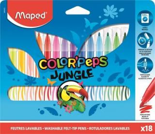 Filctoll készlet, 2,8 mm, kimosható, MAPED "Color`Peps Jungle", 18 különbözõ szín (18 db)