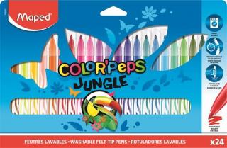 Filctoll készlet, 2,8 mm, kimosható, MAPED "Color`Peps Jungle", 24 különbözõ szín (24 db)