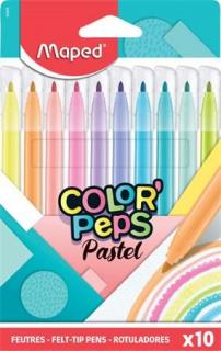Filctoll készlet, 2,8 mm, kimosható, MAPED "Color`Peps Pastel", 10 különbözõ pasztell szín (10 db)