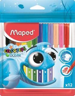 Filctoll készlet, 2 mm, kimosható, MAPED "Color`Peps Ocean", 12 különbözõ szín (12 db)