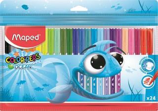 Filctoll készlet, 2 mm, kimosható, MAPED "Color`Peps Ocean", 24 különbözõ szín (24 db)