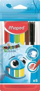 Filctoll készlet, 2 mm, kimosható, MAPED "Color`Peps Ocean", 6 különbözõ szín (6 db)
