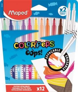 Filctoll készlet, 3,6 mm, törölhetõ, MAPED "Color`Peps Oops!", 10+2 különbözõ szín (12 db)