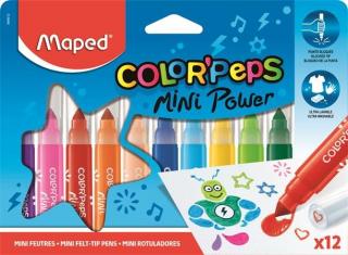 Filctoll készlet, 6,5 mm, kimosható, MAPED "Color`Peps Mini Power", 12 különbözõ szín (12 db)