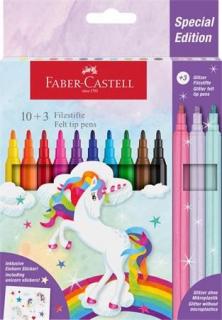 Filctoll készlet, FABER-CASTELL "Unikornis" 10 különbözõ szín + 3 csillámos (13 db)