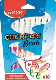 Filctoll készlet, kimosható, ecsetjellegû, MAPED "Color 'Peps Brush", 10 különbözõ szín (10 db)