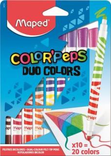 Filctoll készlet, kimosható, MAPED "Color`Peps Duo", 20 különbözõ szín (10 db)