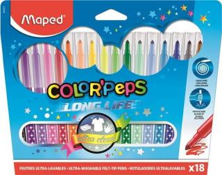 Filctoll készlet, mosható, MAPED "Color`Peps Long Life", 18 különbözõ szín (18 db)