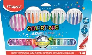 Filctoll készlet, mosható, MAPED "Color`Peps Long Life", 24 különbözõ szín (24 db)