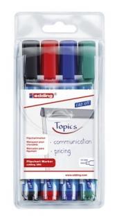 Flipchart marker készlet, 1,5-3 mm, kúpos, EDDING "380", 4 különbözõ szín (4 db)
