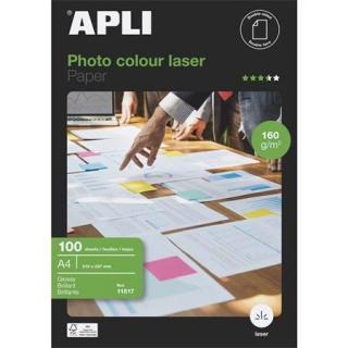 Fotópapír, lézer, A4, 160 g, fényes, kétoldalas, APLI "Premium Laser" (100 lap)