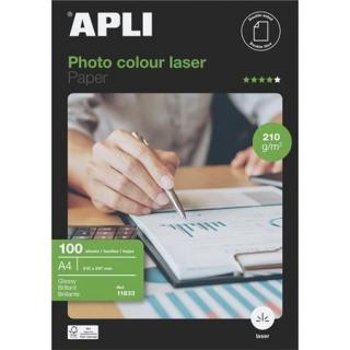 Fotópapír, lézer, A4, 210 g, fényes, kétoldalas, APLI "Premium Laser" (100 lap)