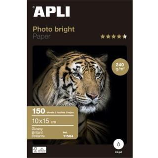 Fotópapír, tintasugaras, 10x15 cm, 240 g, fényes, APLI "Photo Bright" (150 lap)