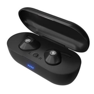 Fülhallgató, vezeték nélküli, Bluetooth 5.0, mikrofonnal, MAXELL "Mini Duo", fekete