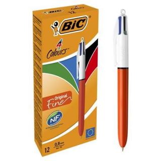 Golyóstoll, 0,3 mm, nyomógombos, négyszínû, BIC "4 Colours Fine"