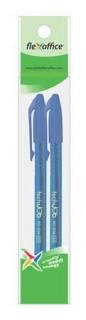 Golyóstoll, 0,4 mm, 2 db/bliszter, kupakos, FLEXOFFICE "TechJob", kék (2 db)