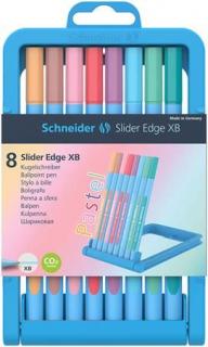 Golyóstoll készlet, 0,7 mm, kupakos, SCHNEIDER "Slider Edge XB Pastel", 8 különbözõ pasztell szín (8 db)