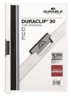 Gyorsfûzõ, klipes, A4, DURABLE "DURACLIP® 30", fehér