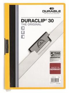 Gyorsfûzõ, klipes, A4, DURABLE "DURACLIP® 30", sárga