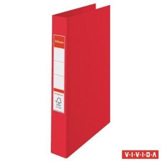 Gyûrûs könyv, 2 gyûrû, 42 mm, A4, PP, ESSELTE "Standard", Vivida piros