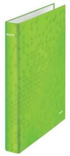 Gyûrûs könyv, 2 gyûrû, D alakú, 40 mm, A4 Maxi, karton, LEITZ "Wow", zöld