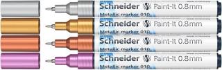 Metálfényû marker készlet, 0,8 mm, SCHNEIDER "Paint-It 010", 4 különbözõ szín (4 db)