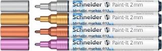 Metálfényû marker készlet, 2 mm, SCHNEIDER "Paint-It 011", 4 különbözõ szín (4 db)