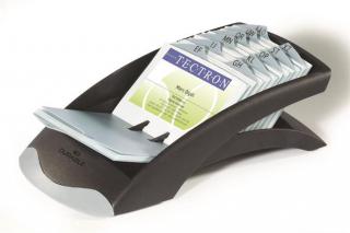 Névjegykártyatartó, mûanyag, 200 db-os, A-Z regiszterrel, fekvõ, DURABLE, "VISIFIX®", fekete