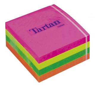 Öntapadó jegyzettömb, 76x76 mm, 400 lap, TARTAN, vegyes neon színek (400 lap)