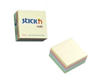 Öntapadó kockatömb, 76x76mm, 400 lap, STICK N, pasztell szivárvány (400 lap)