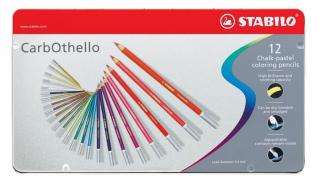 Pasztell ceruza készlet, kerek, fém doboz, STABILO "CarbOthello", 12 különbözõ szín (12 db)