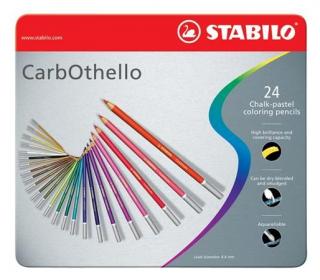 Pasztell ceruza készlet, kerek, fém doboz, STABILO "CarbOthello", 24 különbözõ szín (24 db)
