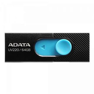 Pendrive, 64GB, USB 2.0, ADATA "UV220", fekete