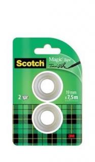 Ragasztószalag, 19 mm x 7,5 m, 3M SCOTCH "Magic tape 810" (2 db)