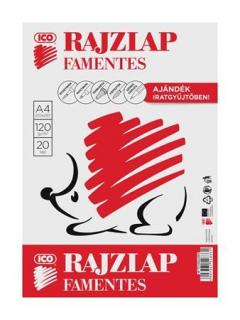 Rajzlap, famentes, A4, 120 g/m2, ICO "Süni" (20 db)