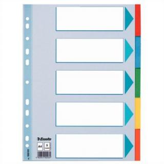 Regiszter, karton, A4, 5 részes, írható elõlappal, ESSELTE "Standard", színes