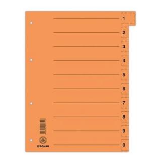 Regiszter, karton, A4, mikroperforált, DONAU, narancssárga (50 db)