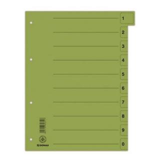Regiszter, karton, A4, mikroperforált, DONAU, zöld (50 db)