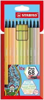 Rostirón készlet, 1 mm, STABILO "Pen 68", 10 különbözõ szín (10 db)