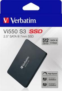 SSD (belsõ memória), 512GB, SATA 3, 500/520MB/s, VERBATIM "Vi550"