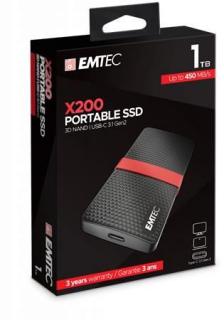 SSD (külsõ memória), 1TB, USB 3.2, 420/450 MB/s, EMTEC "X200"