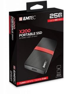 SSD (külsõ memória), 256GB, USB 3.2, 420/450 MB/s, EMTEC "X200"